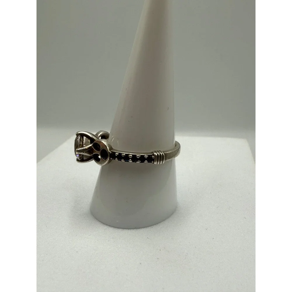 Gothic Sterling Silver Smoky Quartz Trefoil Accent Ring Size 9.5